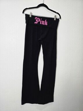 Victoria's Secret PINK Y2K  Bling Yoga  Fold-Over Leggings Pants.